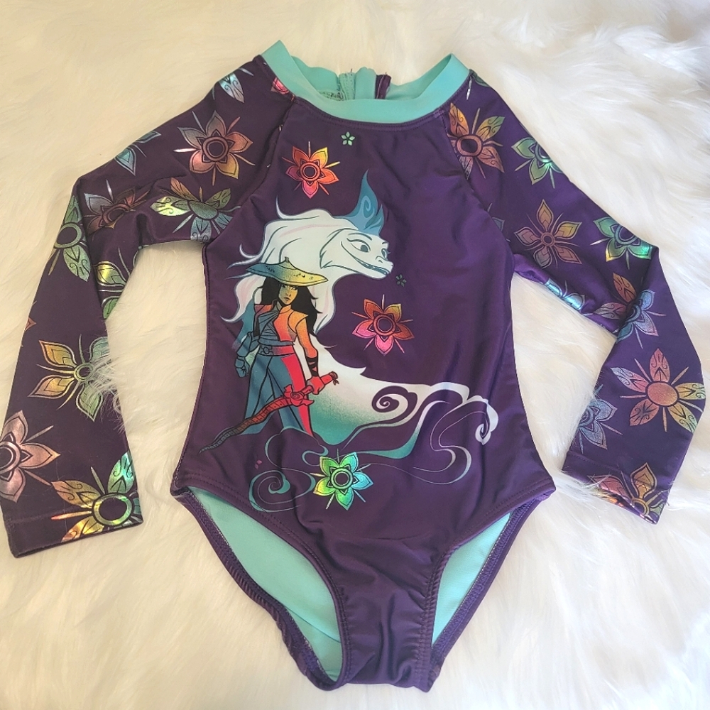 Disney Raya & Sisu girls swimsuit, long sleeve, one piece
